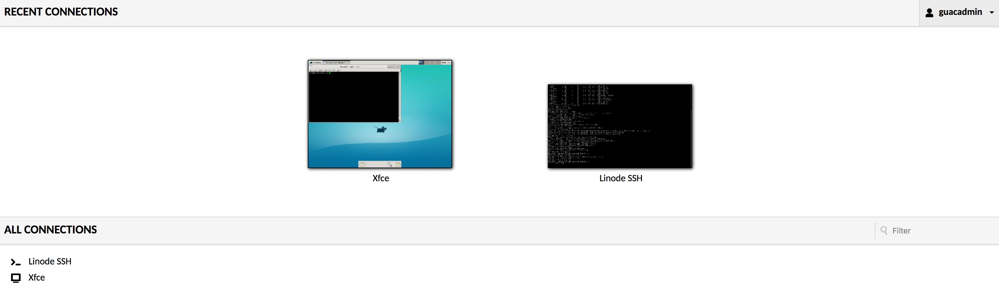 Guacamole Recent Connections Guacamole Recent Connections